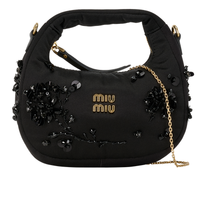 Mini Wander Embroidered Duchesse, &pound;1,400, Handbags, Black, Fabric, Front view